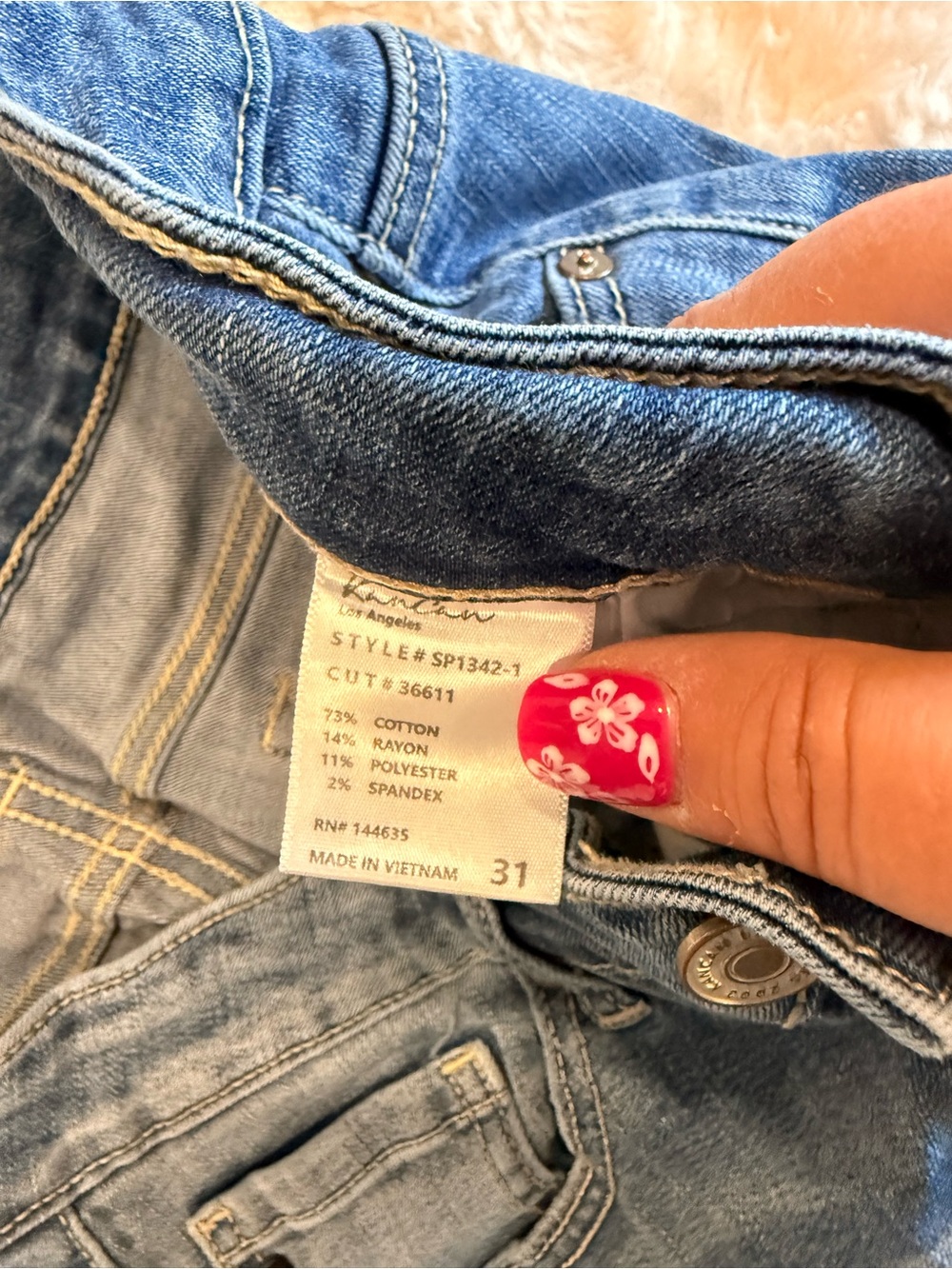 KanCan Medium Blue Skinny Jeans with Distressed Details - Picture 5 of 6